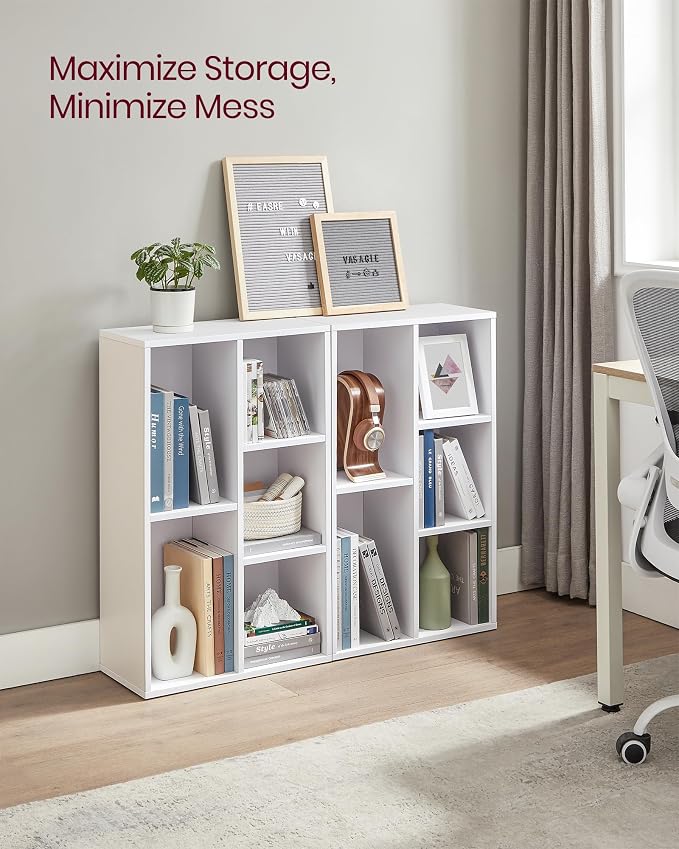 VASAGLE Set of 2 Bookcases, Bookshelves, 5 Compartments, Freestanding Shelves - Image 4