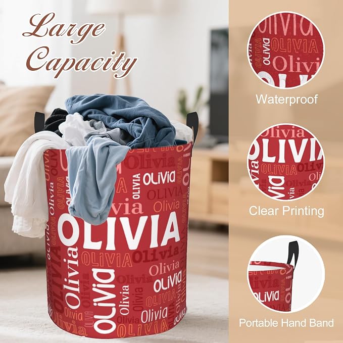 Custom Name Laundry Hamper, Personalized Laundry Basket - Image 4