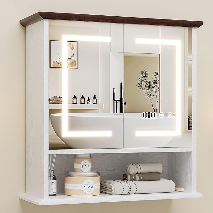 Bathroom Medicine Cabinet with Mirror, Lighted Wall Storage Cabinet, Living Room by Unknown