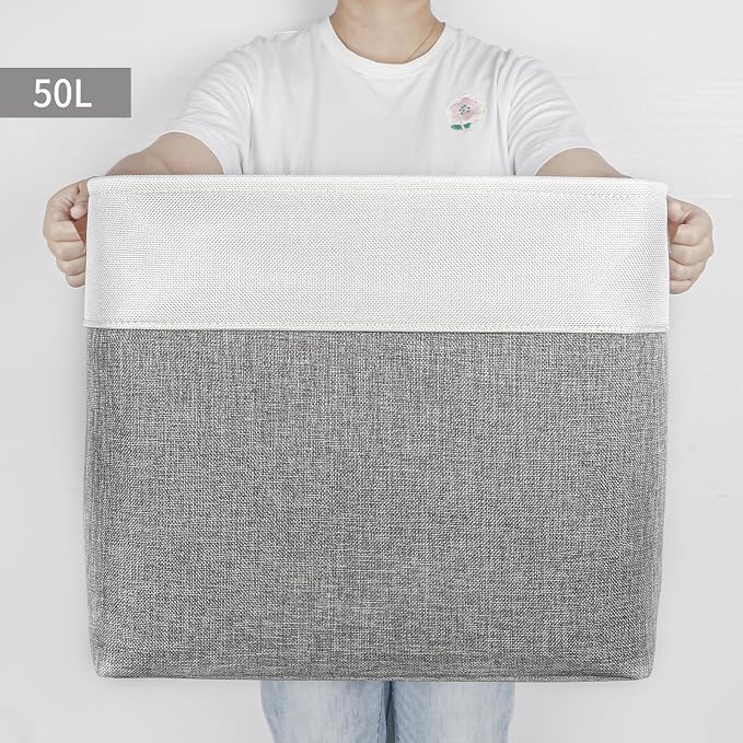 Large Fabric Storage Baskets | 50L Storage Bins, Decorative Linen Closet Baskets - Image 2