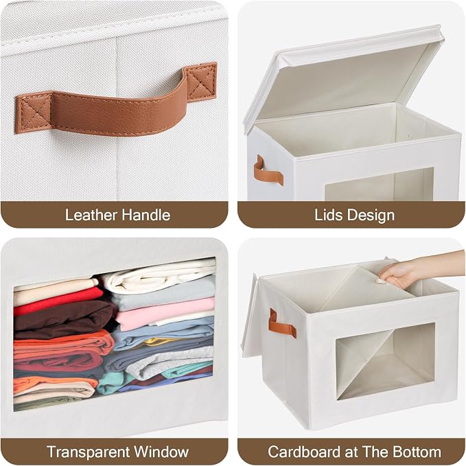 Univivi Storage Boxes with Lids Fabric Foldable Storage Bin - Image 3