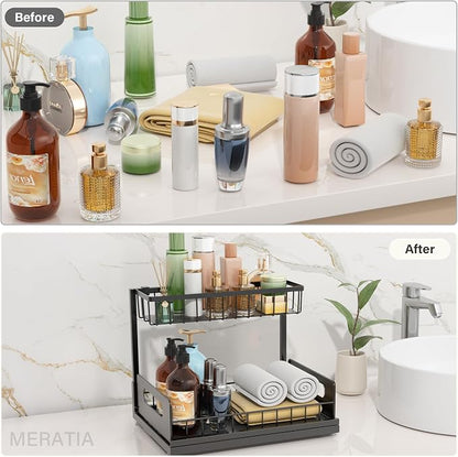 Sturdy Metal Under Sink Organizer 2 Tier, Pull Out Drawer Slides Under Sink - Image 6