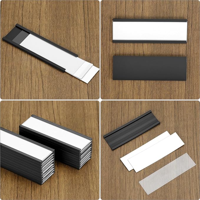 QWORK 30 Pack Magnetic Label Holders, 1x3 Inches C Channel Data Card Holders - Image 3