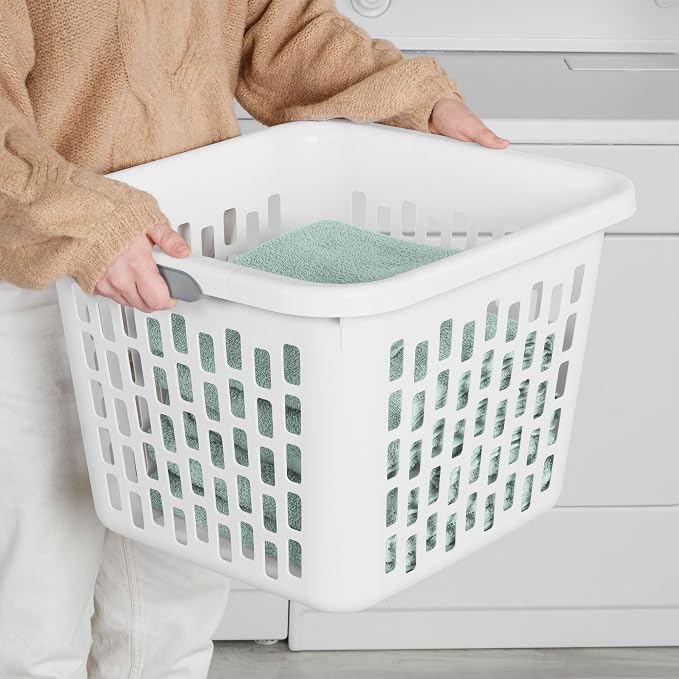 Sterilite Laundry Basket, Plastic Clothes Hamper, Large Square Bin - Image 4
