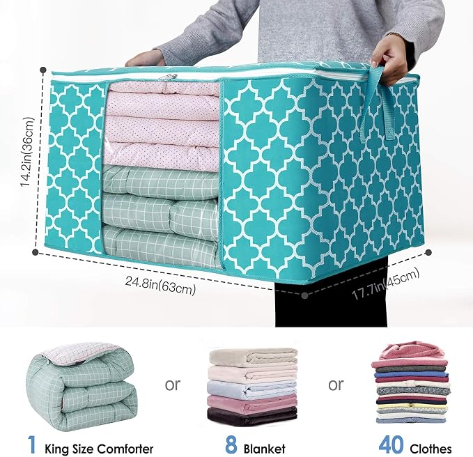 WISELIFE Storage Bags 100L 3-Pack Large Blanket Clothes Organization and - Image 4