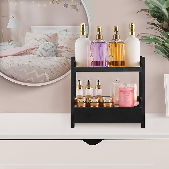Sorbus Bamboo Bathroom Counter Organizer – 2-Tier Shelf - Image 6