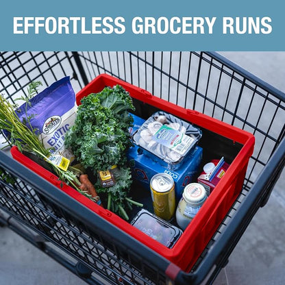 CleverMade Collapsible Shopping Basket, Recycled Plastic, while top and side - Image 7
