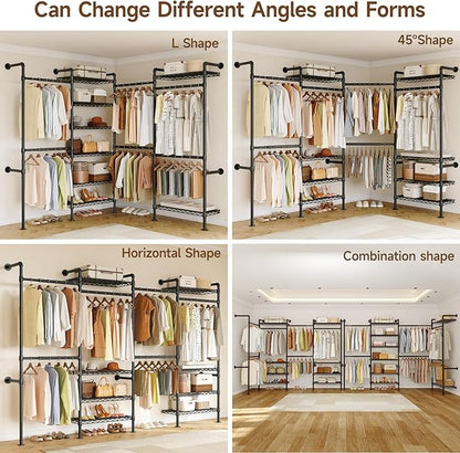 ONBRILL L4 Wall Mounted Industrial Pipe Clothing Rack, Closet Organizer System - Image 5