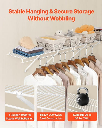 VEVOR Wire Shelf Kit, 3 ft, Wall Mounted Wire Shelves, Heavy-Duty Carbon Steel - Image 6
