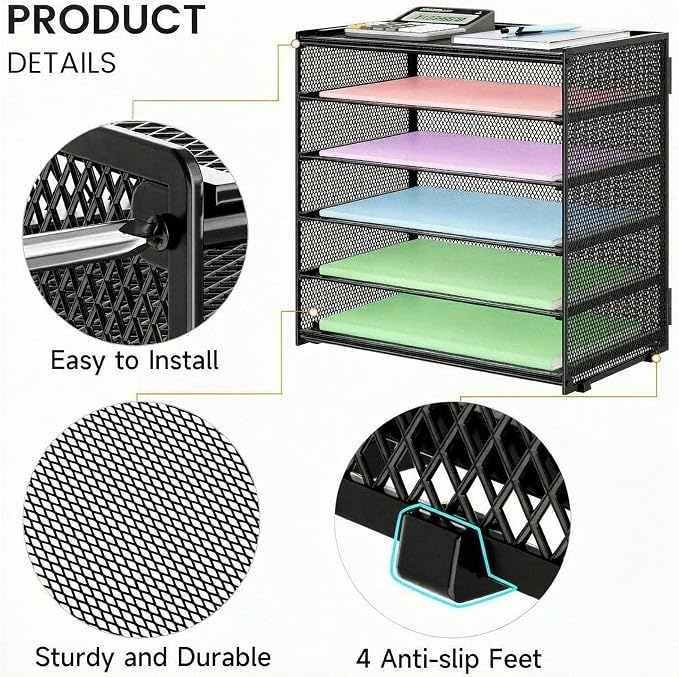 6 Trays Paper Organizer with Handle - Image 3