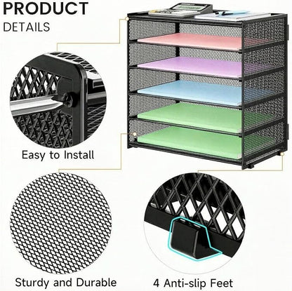 6 Trays Paper Organizer with Handle - Image 3