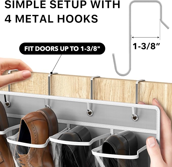 Simple Houseware 24 Pockets Large Clear Pockets Over The Door Hanging Shoe - Image 5