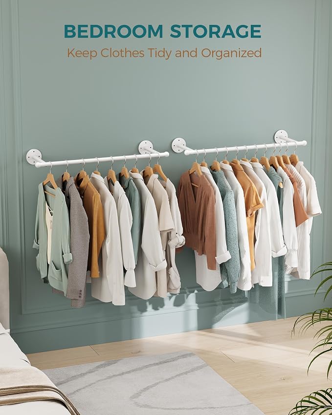 OROPY 33" Industrial Pipe Clothing Rack, Wall Mounted Clothes Rack 2 Pack | - Image 6