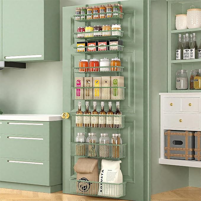 Moforoco Sage Green Over The Door Pantry Organizer, Pantry Door Organizer by MOFOROCO