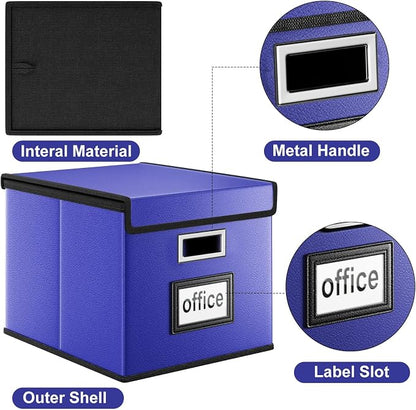 File Organizer Box with Lids, Collapsible File Folder Organizer | File Box with - Image 3