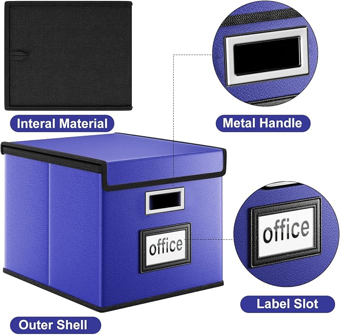 File Organizer Box with Lids, Collapsible File Folder Organizer | File Box with - Image 3