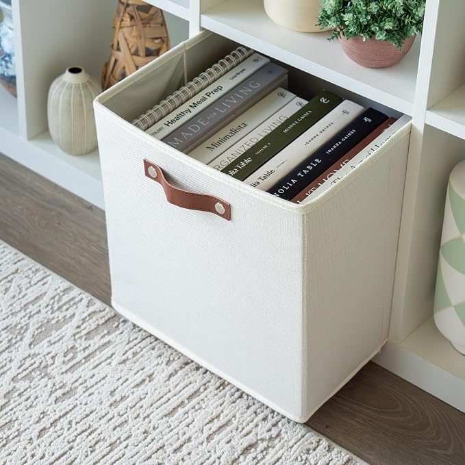 OrganiHaus 13" x 13" x 13" Cube Fabric Storage Bins Set of 4, Canvas Storage - Image 5