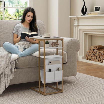 C Shaped End Table with Charging Station, Under Couch Table C-Shaped End Table - Image 5