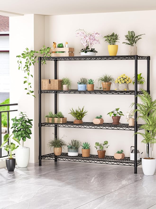 4 Tier Adjustable Storage Shelves, Heavy Duty Metal Utility Shelf 1400LBS - Image 8