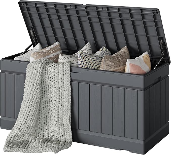 Devoko 78 Gallon Deck Box, Waterproof Resin Outdoor Storage Box by DEVOKO