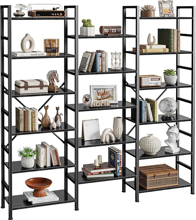 SUPERJARE Triple Bookshelf, Bookcase - Image 9