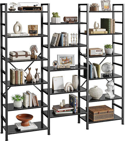 SUPERJARE Triple Bookshelf, Bookcase - Image 9