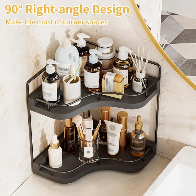 2-Tier Corner Bathroom Counter Organizer - Image 5