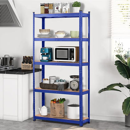 Yaheetech 5-Tier Heavy Duty Storage Shelves 35.5" W x 12" D x 71" H Blue | - Image 2