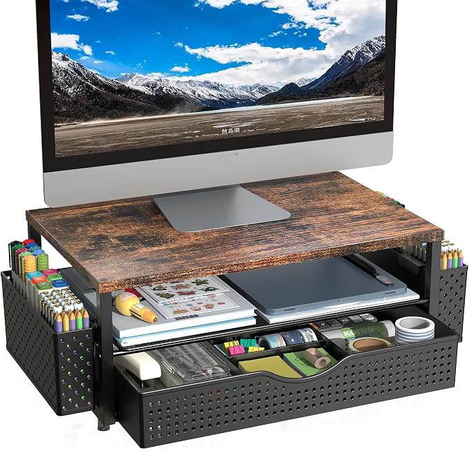 Spacrea Desk Organizer and Accessories, Computer Monitor Stand Riser by Spacrea