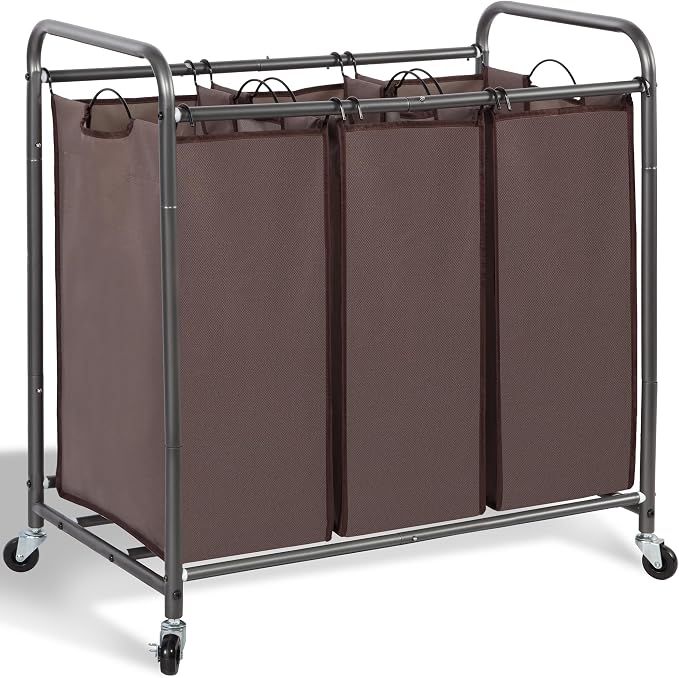 STORAGE MANIAC 3 Section Laundry Sorter, 35.9 Gal Laundry Hamper Cart by STORAGEMANIAC