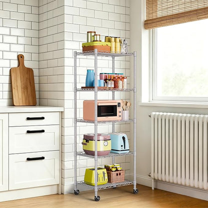 REGILLER 5-Wire Shelving Metal Storage Rack Adjustable Shelves, Standing - Image 2