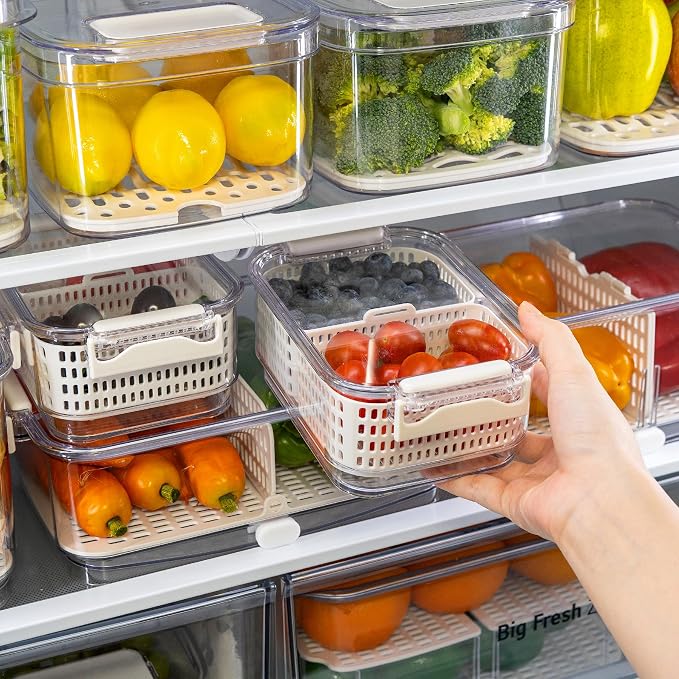 Felli Duo Fresh Produce Saver for Fridge, Fruit Vegetable Container - Image 9