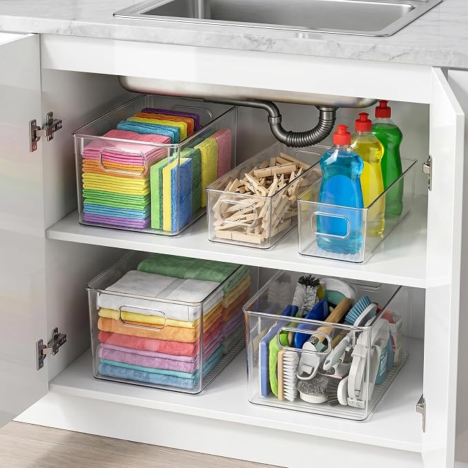 YKIOKE 8 Pack Clear Plastic Storage Bins - Image 7