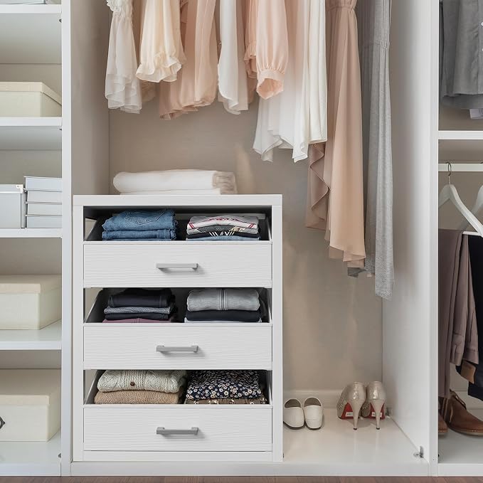 BOLUO Closet Drawers White Fabric 3 Drawer Small Dresser - Image 4