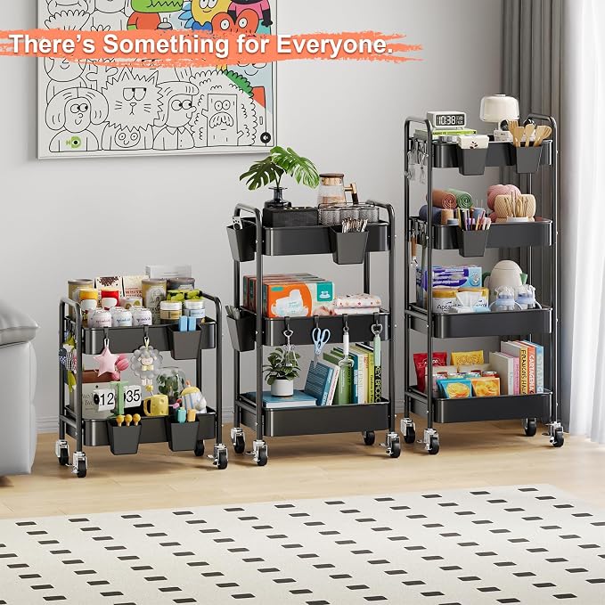 2 Tier Small Rolling Cart Metal - Image 6