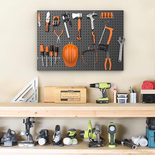 Pegboard Smith Metal Pegboard Panels 12" x 24", 3 Pack Black Wall Mounted Tool - Image 2