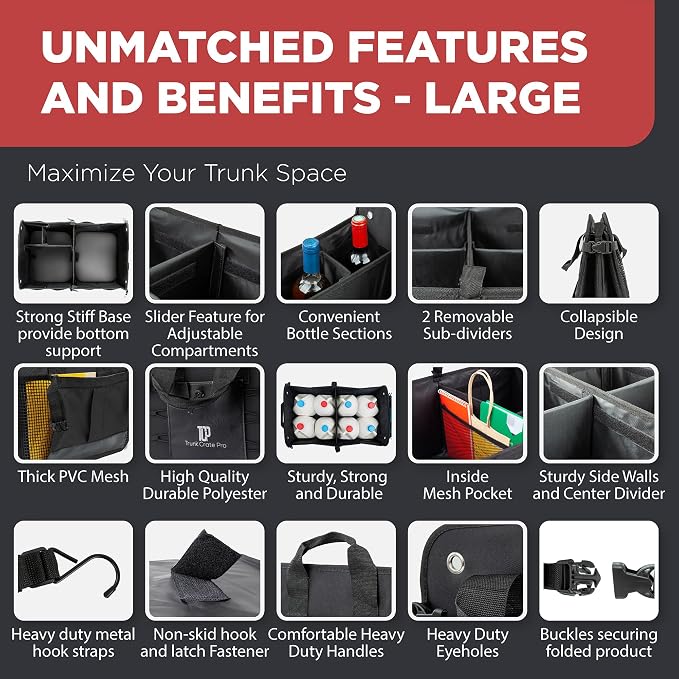 TRUNKCRATEPRO Trunk Organizer For Car, Truck | Premium Adjustable Multi - Image 4