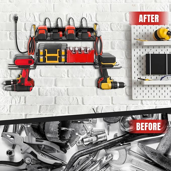 Garage Tool Organizer with Charging Station & Power Strip - Image 4