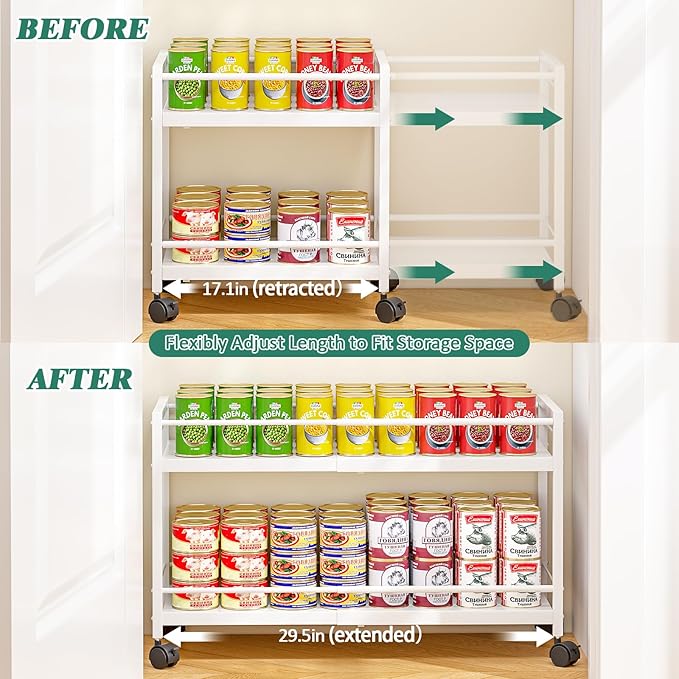2-Tier Expandable Rolling Pantry Cart - Image 5