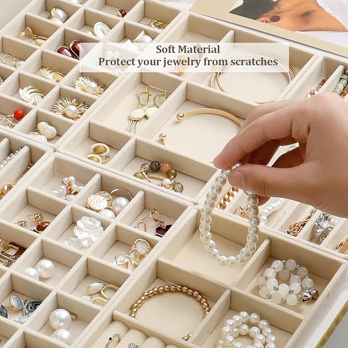Stackable Jewelry Organizer Trays Set of 9, Small Velvet Jewelry Organizers - Image 5