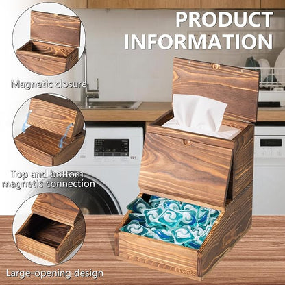 Wooden Laundry Dishwasher Pods Container, Storage - Image 2