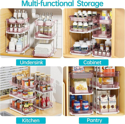 Delamu 2 Pack 3-Tier Bathroom Under Sink Organizers and Storage, Pull Out Clear - Image 9