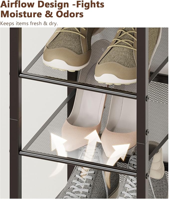 6 Tiers Vertical Shoe Rack, Corner Shoe Storage Organizer, Narrow Shoe Tower - Image 6