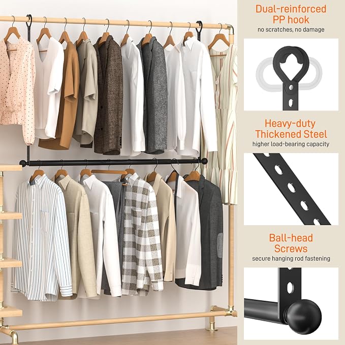 SUTINE Closet Rods for Hanging Clothes, Adjustable Closet Extender Hanging Rod - Image 3