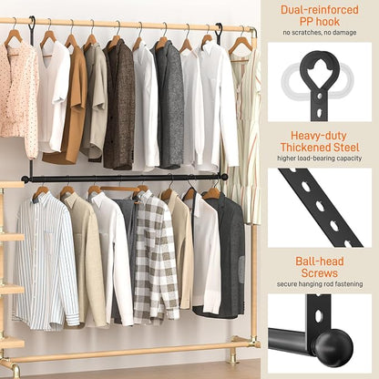 SUTINE Closet Rods for Hanging Clothes, Adjustable Closet Extender Hanging Rod - Image 3