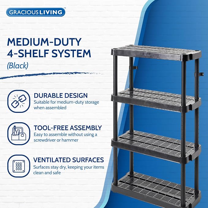 Gracious Living 4-Tier Medium-Duty Home and Garage Storage Organizer Shelves - Image 4