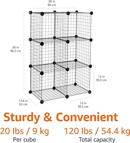 Amazon Basics Cube Wire Grid Stackable Storage Shelves, 12.6"D x 26"W x 38"H - Image 2