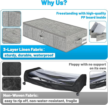Under Bed Storage Container Bin 4 Pack, 4.5 Inch Slim Low Profile Underbed - Image 8