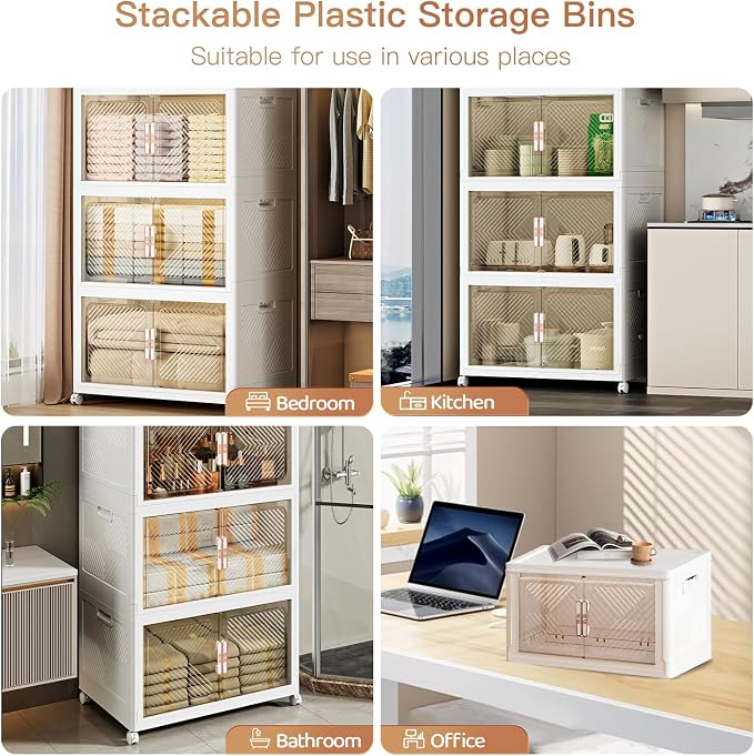 Storage Bins with Lid 76QT, Stackable Storage Containers with Wheels and - Image 5