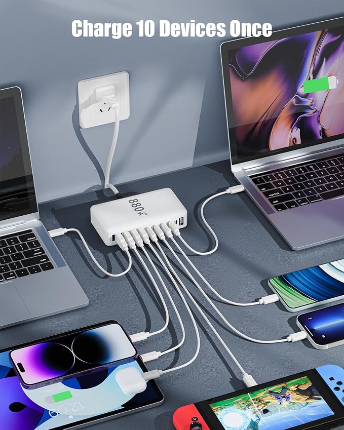 USB C Charger 880W USB C Charger Block, Upgraded GaN IV 10-Port Charging - Image 2